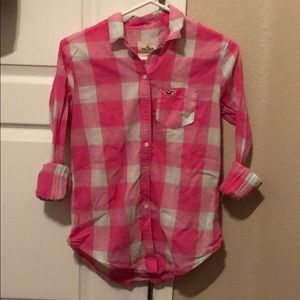Plaid pink button down